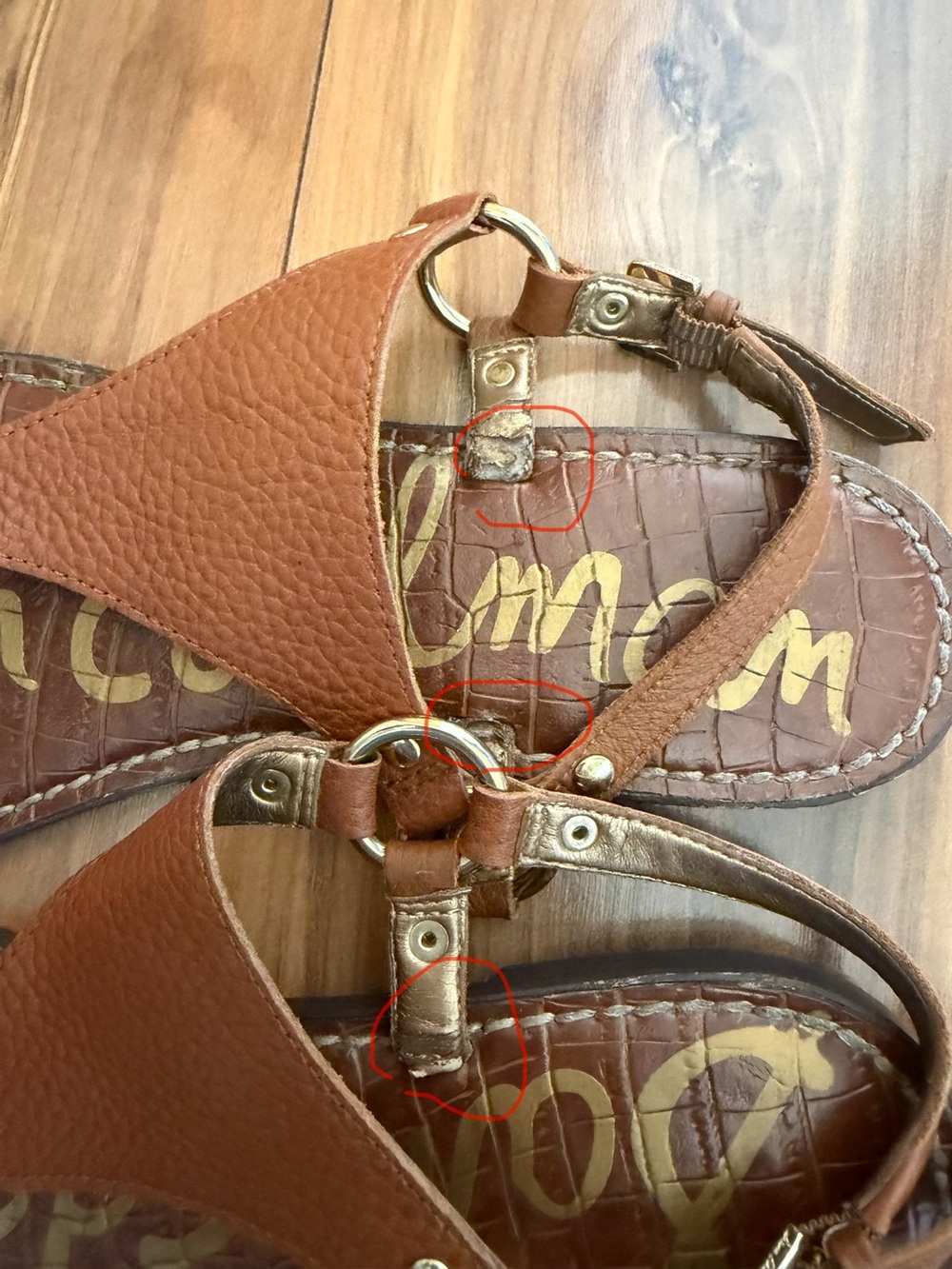 Sam Edelman Tan Brown Textured Leather Slingback Sandals - Picture 9 of 9